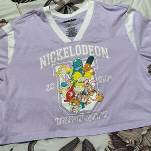 Nickelodeon Lilac Graphic Tee with Cartoon Characters